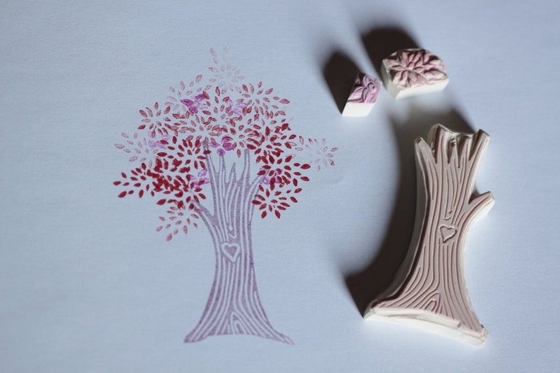 personalized heart tree leaves stamp wedding image 2