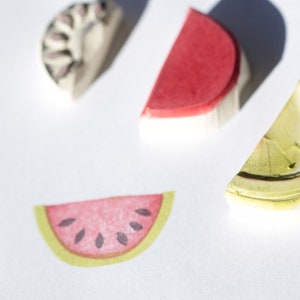 Set melons , stamp , hand carved image 2