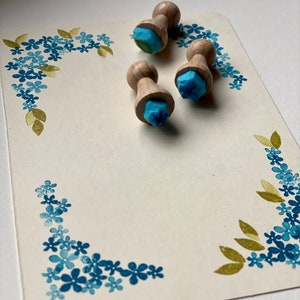 Forget-me-not stamp, floral wreath, hand carved stamp set, wedding, gift tag image 3