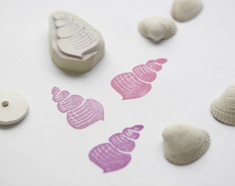 Seashell, snail, stamp, hand carved