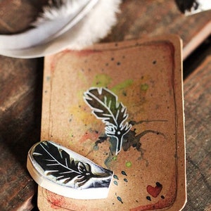 Feather, stamp, hand carved image 4