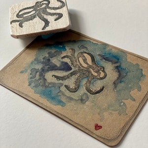 Octopus Stamp, Hand Carved, Steampunk, Bullet Journal image 2