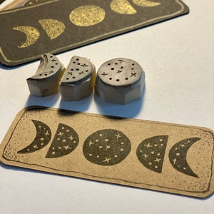 Stempel Mondphasen, Mond Stempel, Stempelset 3 teilig, bullet journal handgeschnitzt
