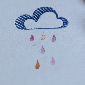 Cloud and Raindrop, stamps, hand carved image 3