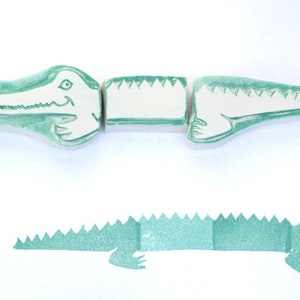 das längste Krokodil Stempel, handgeschnitzt Set 3 Bild 1