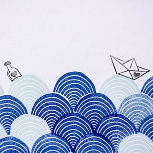 Paperboat Love, stamps, hand carved, paper image 2