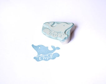 Name stamp dolphin hand carved personalized