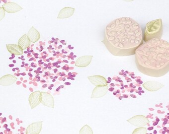 Hydrangea Lilac Set of hand-carved stamps