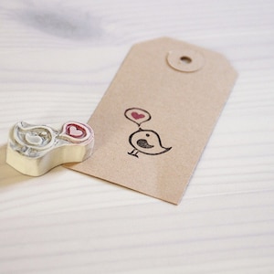 Bird Heart , carved rubber stamps, Greetings image 1