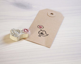 Bird Heart , carved rubber stamps, Greetings