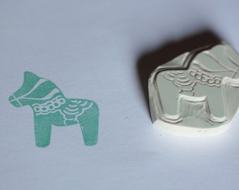 Dala horse, stamp, hand carved