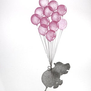 Hippo with Balloon stamp set, hand carved image 1