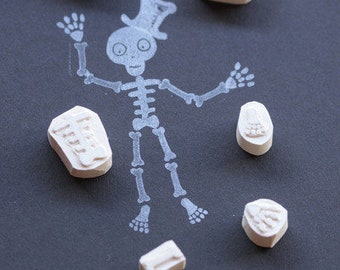 Mister Ba Bone, skeleton stamp, hand-carved