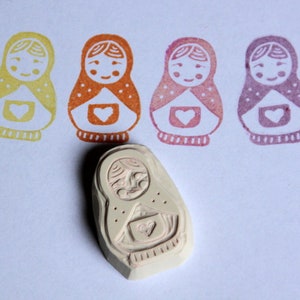 Matryoshka stamp, hand carved image 1