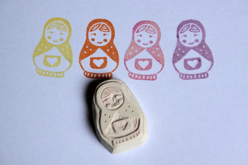 Matryoshka stamp, hand carved image 1