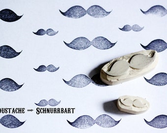 Mustaches Moustache, stamp, hand carved