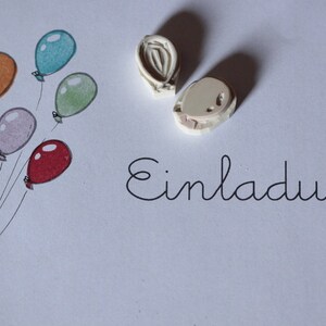Ballon , Stempel, handgeschnitzt, Einladung