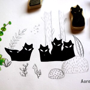 Wolf , Wölfe , Rudel Stempel - Set, handgeschnitzt