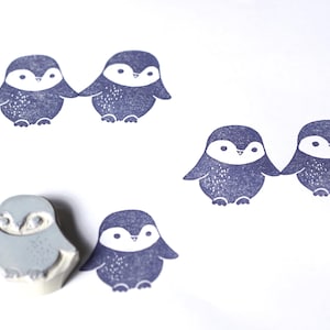 Penguin stamp, hand-carved