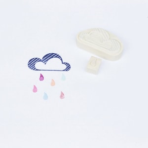 Cloud and Raindrop, stamps, hand carved image 1