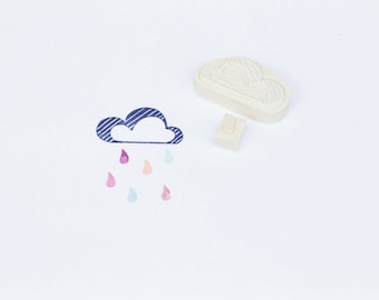 Cloud and  Raindrop, stamps, hand carved