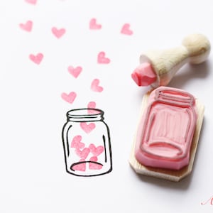 Herz im Glas, Hochzeit, Stempel, handgeschnitzt