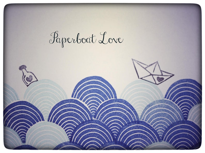 Paperboat Love, stamps, hand carved, paper image 3