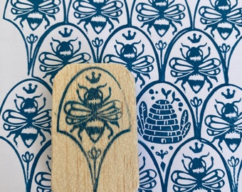 Tampon motif abeille gravé à la main