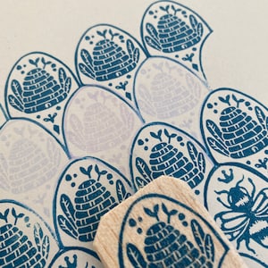 Beehive Stamp, Bullet Journal, Pattern Stamp Handcarved image 1