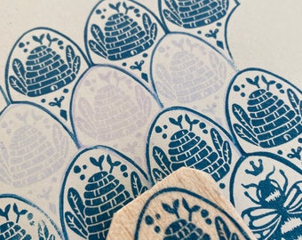 Beehive Stamp, Bullet Journal, Pattern Stamp Handcarved