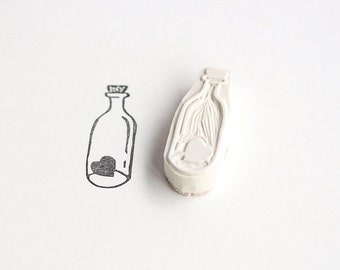 Bottle with heart stamp, hand carved