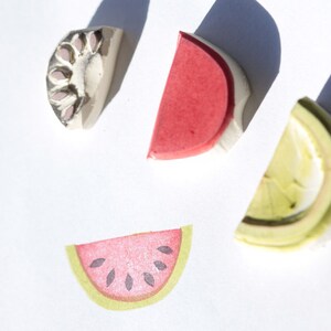 Set melons , stamp , hand carved image 1