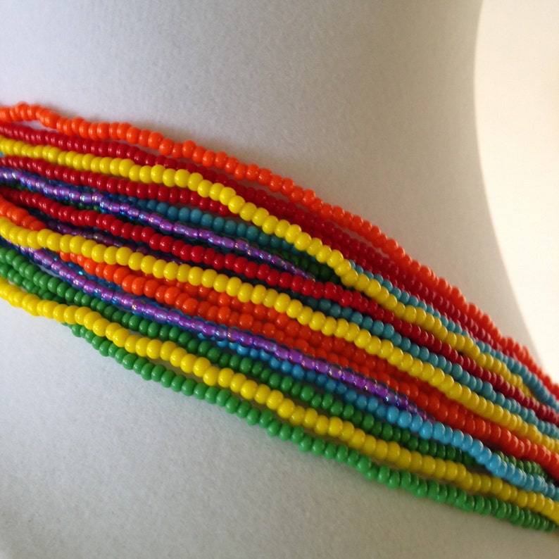 Rainbow necklace,colorful necklace,statement necklace layering necklace,cheerful necklace,multistrand necklace,seed beaded necklace