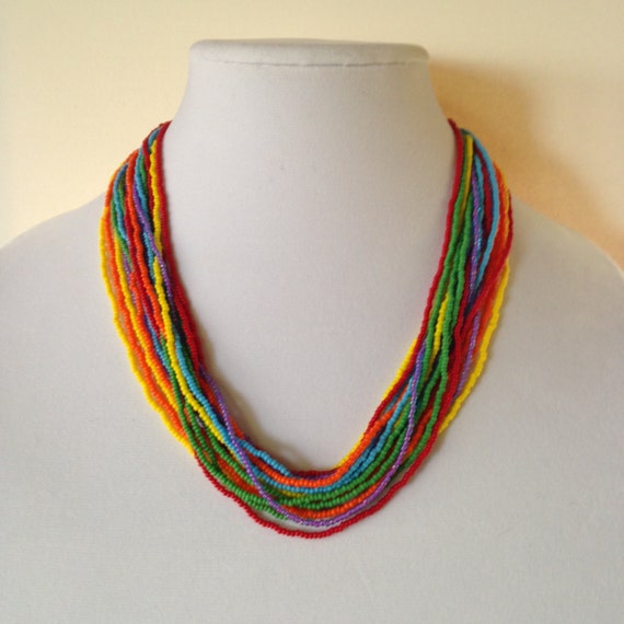 boho chic,yellow jewelry,modern necklace,seed beaded jewelry,gift Shiny yellow,seed beaded necklace,multistrand necklace,layering necklace