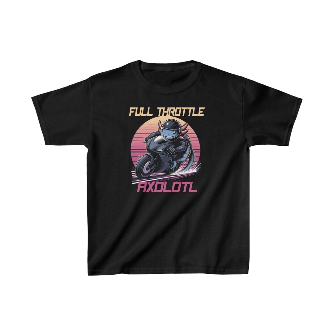 Kids Axolotl Motorcycle Heavy Cotton™ Tee, Boy's Wild Ride Biker Tshirt ...