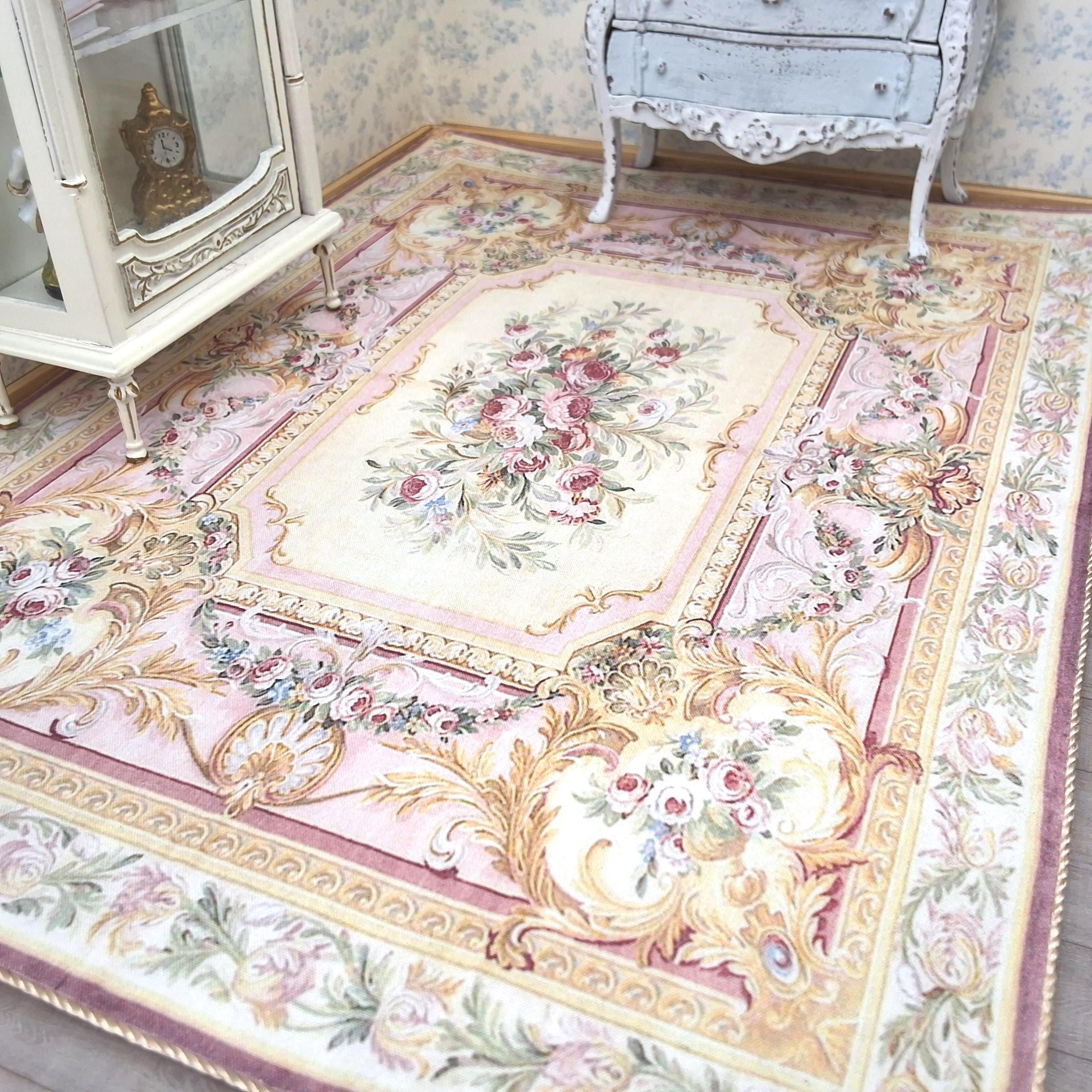 Tappeto Rosa Scandi Boho Per Casa Delle Bambole – Scala 1:12 In Velluto Fatto A Mano - Foto 2