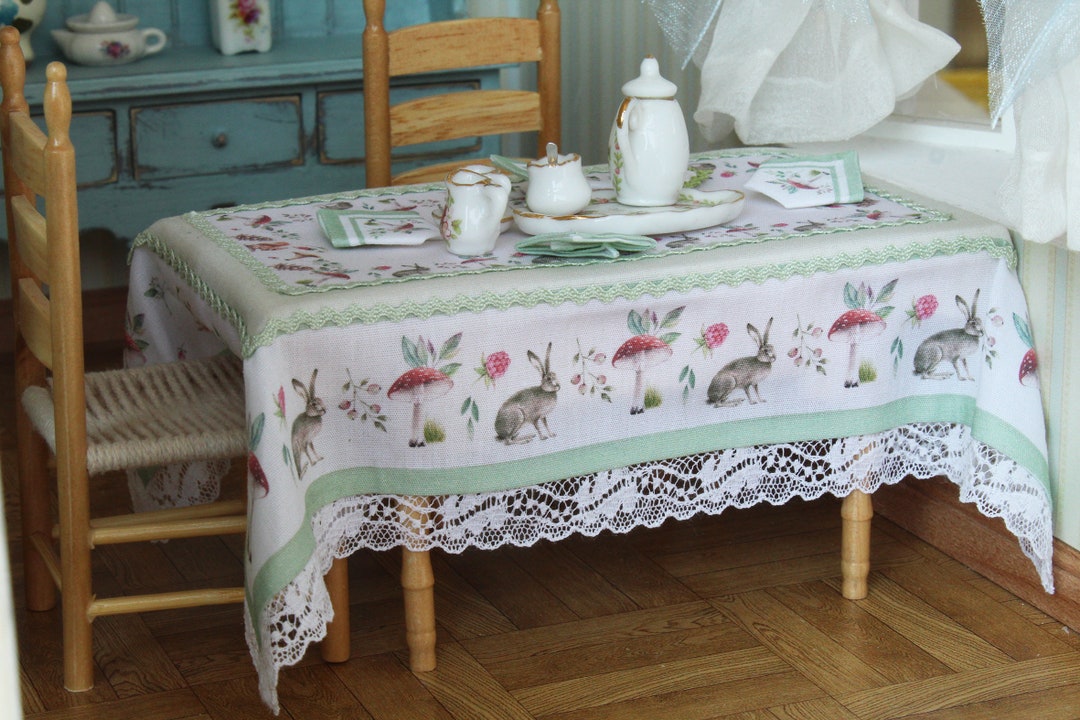 Miniature Dollhouse Tablecloth for the Kitchen Table/ 1/12 Scale Etsy