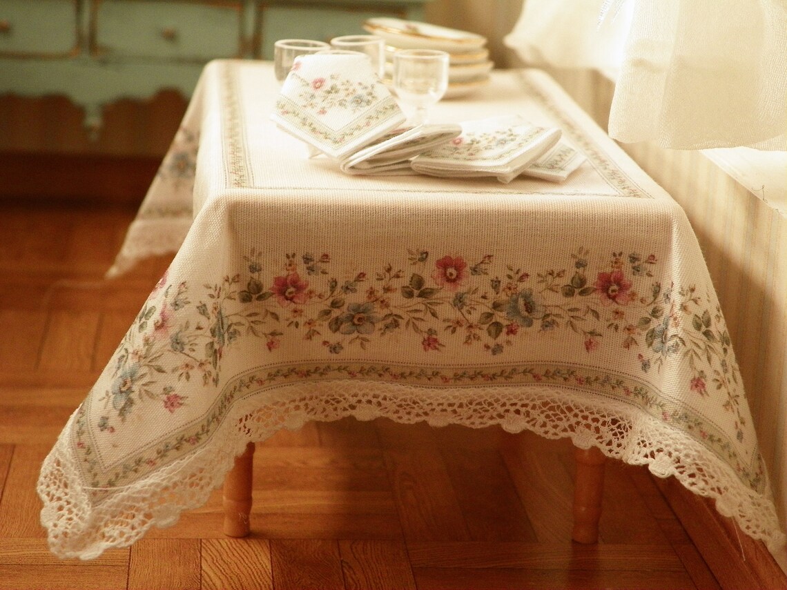 Miniature Dollhouse Tablecloth for the Kitchen Table/ 1/12 Etsy