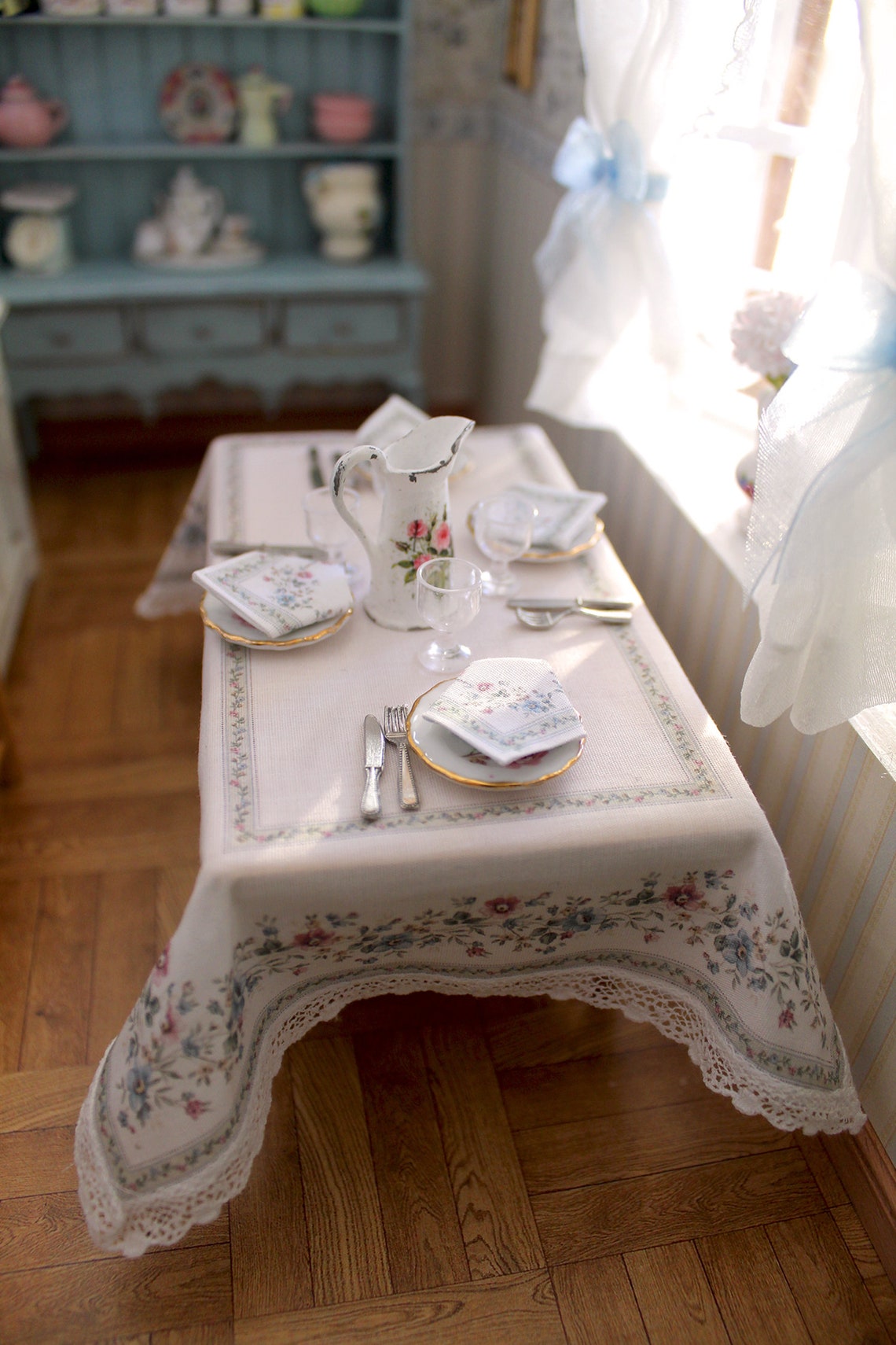 Miniature Dollhouse Tablecloth for the Kitchen Table/ 1/12 Etsy