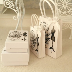 Printable Miniature Paris Gift Boxes and  bags– Vintage Dollhouse Packaging – 1:12  Scale Digital Download
