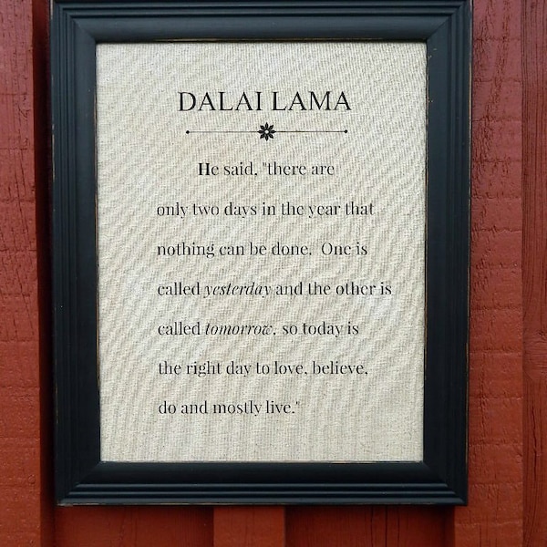 Dalai Lama  Print  on Linen Black Frame - Wedding Gift - Love Wall Decor - Baby Gift - House Warming Gift Wall Art