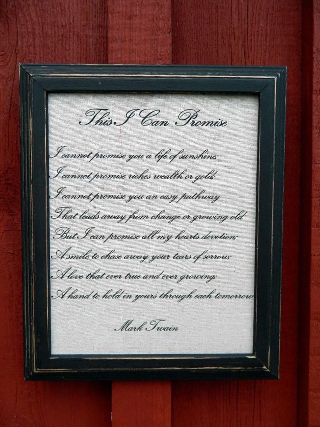 This I Can Promise Vintage Black Frame Mark Twain love Poem weddingcustomanniversary Etsy