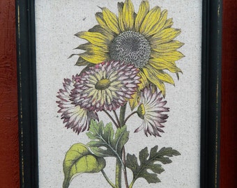 Sunflower Botanical Print -  Black Frame - Wedding Gift - Wall Decor  - House Warming Gift Wall Art