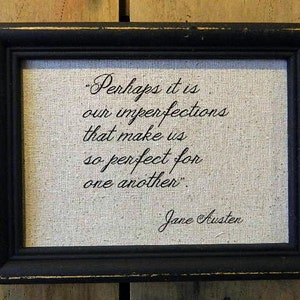 Jane Austen Print Quote from Pride and Prejudice Printed on Aged Linen Recycled Frame Mr. Darcy Love Poem-Wedding Romantic-Mr. Darc image 2