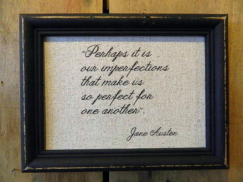 Jane Austen Print Quote from Pride and Prejudice Printed on Aged Linen Recycled Frame Mr. Darcy Love Poem-Wedding Romantic-Mr. Darc image 2