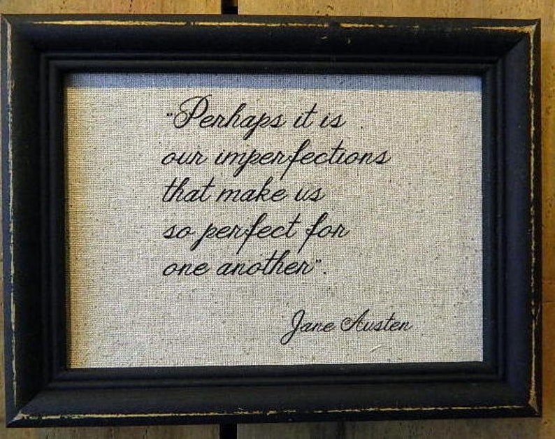 Jane Austen Print Quote from Pride and Prejudice Printed on Aged Linen Recycled Frame Mr. Darcy Love Poem-Wedding Romantic-Mr. Darc image 3