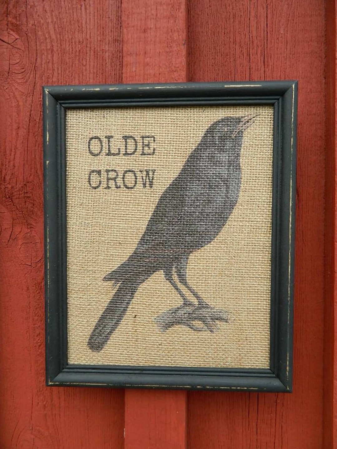 Crow Frame Black Crow Print Framed in a Antiqued Black Frame Vintage Crow Print ...