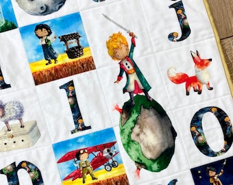 Handmade Little Prince Baby Quilt, Le Petit Prince Minky Blanket, Booktok Literature Book Lover Gift Idea, Library Shower Boy Girl