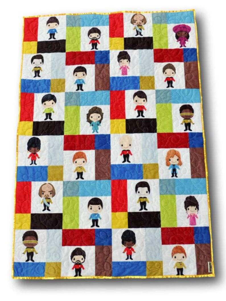 Handmade Star Trek Baby Quilt, Whole Cloth Minky Blanket, Star Trek Nursery Bedroom Decor, Geeky Nerdy Gift Ideas image 3