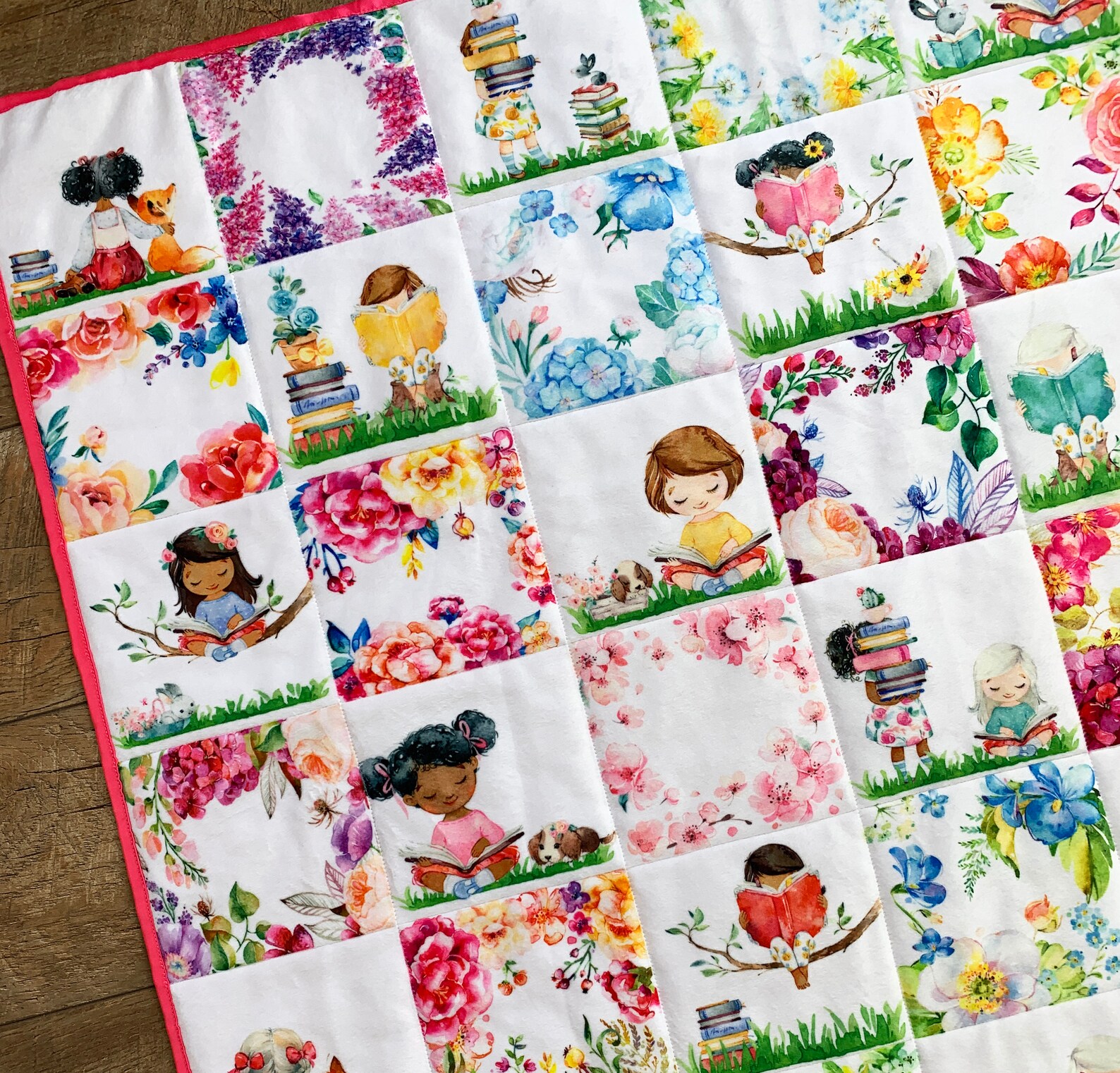 Girls and Books Baby Quilt Baby Girl Floral Nursery Girls Etsy